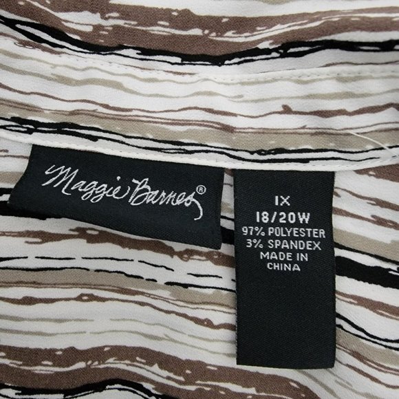Maggie Barnes Shirt Plus Size 18/20W Roll Tab Sleeve Pockets Stretch Brown - Picture 5 of 6